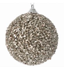 Χριστουγεννιάτικη Μπάλα Σαμπανιζέ με Στρας και Χάντρες (8cm)