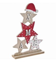 Χριστουγεννιάτικο Διακοσμητικό Ξύλινο "XMAS" με Αστέρια (25cm)