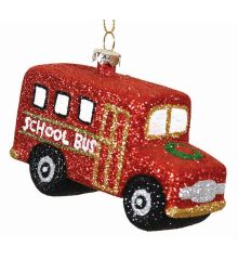 Χριστουγεννιάτικο Λεωφορείο Κόκκινο με Χρυσόσκονη (10cm) - 1 Τεμάχιο
