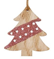 Χριστουγεννιάτικο Ξύλινο Δεντράκι με Αστεράκια (11cm) - 1 Τεμάχιο
