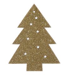 Χριστουγεννιάτικο Ξύλινο Δεντράκι Χρυσό με Αστεράκια - Σετ 2 τεμ. (9cm)
