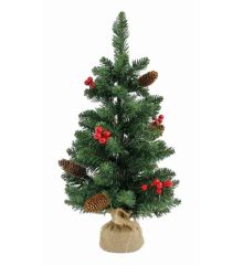 Χριστουγεννιάτικο Επιτραπέζιο Δέντρο με Σακί Λινάτσα (60cm)