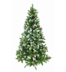 Χριστουγεννιάτικο Δέντρο Χιονέ με Berries και Κουκουνάρια (1,80cm)