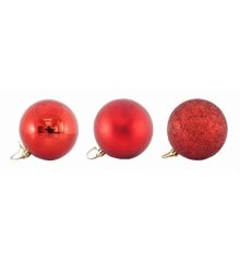 Χριστουγεννιάτικες Μπάλες Πλαστικές Κόκκινες - Σετ 6 τεμ. (8cm)