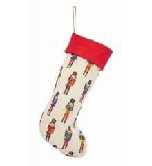Χριστουγεννιάτικη Διακοσμητική Κάλτσα Μπεζ  με Καρυοθραύστες (50cm)