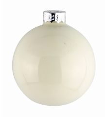 Χριστουγεννιάτικη Μπάλα Γυάλινη Λευκή Γυαλιστερή (8cm)