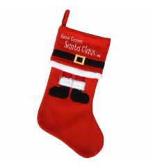 Χριστουγεννιάτικη Διακοσμητική Κάλτσα Κόκκινη με "¨Here Comes Santa" (50cm)