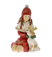 Χριστουγεννιάτικο Διακοσμητικό Κορίτσι με Σκυλάκι (17cm)