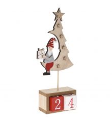Χριστουγεννιάτικο Ξύλινο Διακοσμητικό Δέντρο με Ημερολόγιο (31cm)