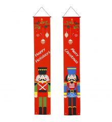 Χριστουγεννιάτικο Υφασμάτινο Πανό Κόκκινο με Μολυβένιους Στρατιώτες - Σετ 2 τεμ. (180cm)