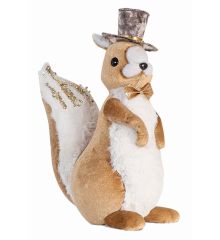 Χριστουγεννιάτικος Διακοσμητικός Σκίουρος με Καπέλο Μόκα (27cm)