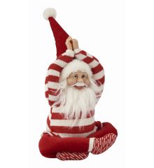 Χριστουγεννιάτικος Διακοσμητικός Λούτρινος Άγιος Βασίλης Yoga Κόκκινος Ριγέ (40cm)