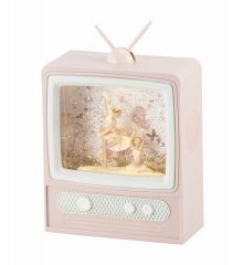 Χριστουγεννιάτικη Διακοσμητική Τηλέοραση με Νερό και LED Ροζ (25.5cm)