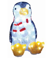 Χριστουγεννιάτικος Φωτιζόμενος Ακρυλικός Πιγκουίνος με 80 Λευκά Ψυχρά LED (40cm)