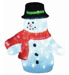 Χριστουγεννιάτικος Φωτιζόμενος Ακρυλικός Χιονάνθρωπος με 80 Λευκά Ψυχρά LED (40cm)