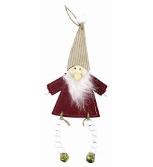 Χριστουγεννιάτικος Κρεμαστός Νάνος Κόκκινος με Χάντρες (19cm)