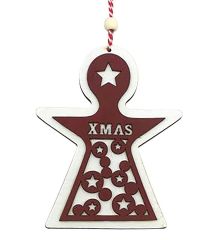 Χριστουγεννιάτικο Ξύλινο Αγγελάκι με "XMAS" (13cm)