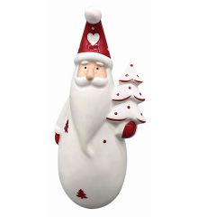 Χριστουγεννιάτικος Διακοσμητικός Άγιος Βασίλης Λευκός με Δεντράκι (23cm)
