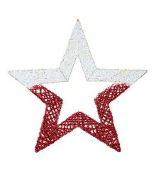 Αστερι Κρεμαστο, Πλεγμα, Λευκο-Κοκκινο, 45cm