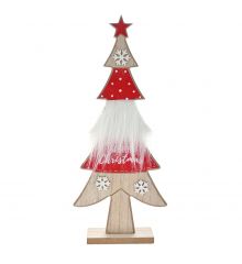 Χριστουγεννιάτικο Διακοσμητικό Ξύλινο Δεντράκι με Γούνα σε Βάση