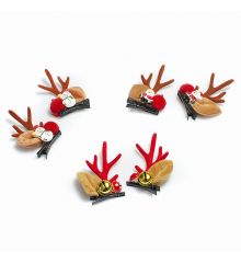 Χριστουγεννιάτικo Κλιπ Μαλλιών Κέρατα Ταράνδου με Φιγούρες (7cm)