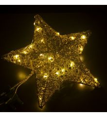 Χριστουγεννιάτικη Κορυφή Δέντρου Αστέρι Χρυσό με Φωτισμό LED (25cm)