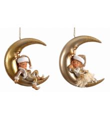Χριστουγεννιάτικo Μωρό σε Φεγγάρι Χρυσό - 2 Σχέδια (12cm) - 1 Τεμάχιο