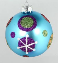 Χριστουγεννιάτικη Μπάλα Μπλε Γυάλινη - 9εκ.