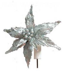 Χριστουγεννιάτικο Λουλούδι Ασημί με Γκι (25cm)