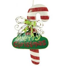 Χριστουγεννιάτικο Κρεμαστό Πολύχρωμο Μεταλλικό Μπαστουνάκι, με Merry Christmas (30*20cm)