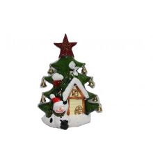 Χριστουγεννιάτικο Φωτιζόμενο Κεραμικό Δεντράκι Πολύχρωμο (16cm) - 1 Τεμάχιο
