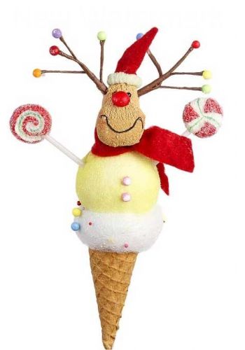 Χριστουγεννιάτικο Παιδικό Στολίδι Παγωτό Τάρανδος Φελιζόλ Πολύχρωμο (25cm)
