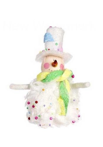 Χριστουγεννιάτικο Πλαστικό Παιδικό Στολίδι Χιονάνθρωπος Λευκό (13cm)