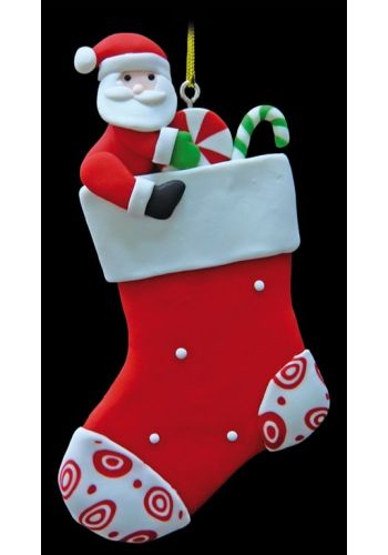 Χριστουγεννιάτικο Ζαχαρωτό Στολίδι Κάλτσα με Άι Βασίλη Φελιζόλ Πολύχρωμο (