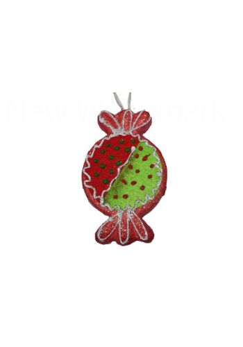 Χριστουγεννιάτικη Κρεμαστή Καραμέλα Φελιζόλ Ροζ-Πράσινη (15x9cm)