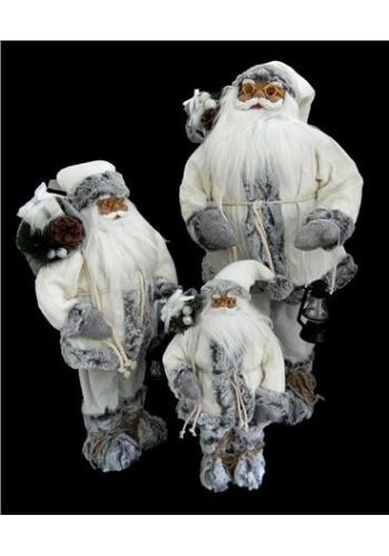 Χριστουγεννιάτικος Διακοσμητικός Λούτρινος Άγιος Βασίλης με Σάκο και Φανάρι Λευκός (65cm)