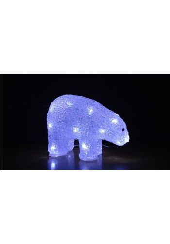 Χριστουγεννιάτικη Φωτιζόμενη Ακρυλική Αρκούδα με Σκυμμένο Κεφάλι - 15 cm