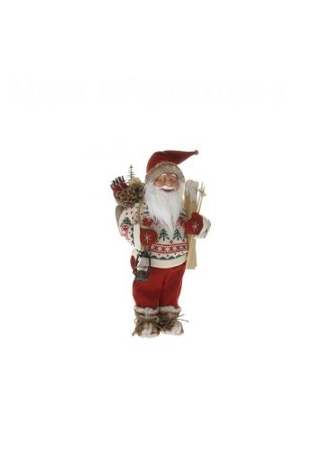 Χριστουγεννιάτικος Λούτρινος Άγιος Βασίλης με Σκι Κόκκινο- 46 cm