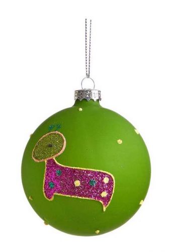 Χριστουγεννιάτικη Γυάλινη Μπάλα Πράσινη με Σχέδιο - 8 cm