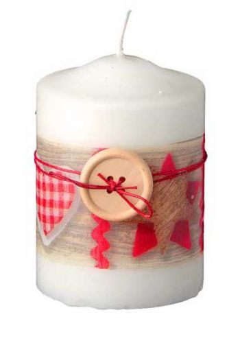 Χριστουγεννιάτικο Διακοσμητικό Κερί με Κουμπί - 10 cm