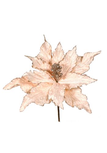 Χριστουγεννιάτικο Διακοσμητικό Λουλούδι Ροζ - Χρυσό (25cm)