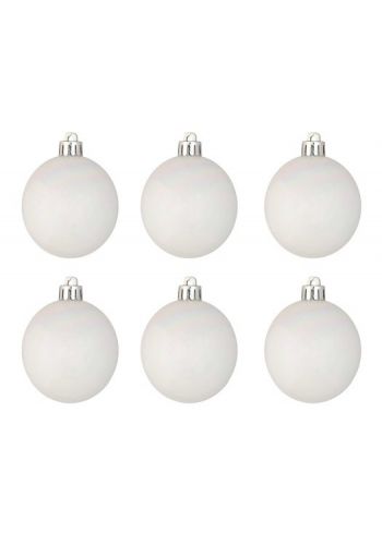 Χριστουγεννιάτικες Μπάλες Περλέ Λευκές - Σετ 6 τεμ (8cm)
