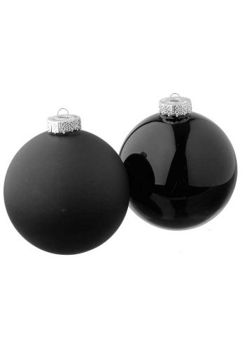 Σετ Χριστουγεννιάτικες Γυάλινες Μπάλα, Μαύρες - 6 Τεμάχια (10cm)