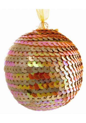 Χριστουγεννιάτικη Μπάλα Πορτοκαλί με Πούλιες (8cm)