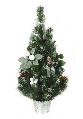 Χριστουγεννιάτικο Επιτραπέζιο Δέντρο Στολισμένο με Γλαστράκι (40cm)