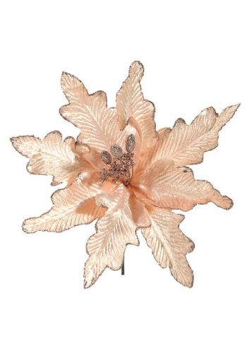 Χριστουγεννιάτικο Διακοσμητικό Λουλούδι Ροζ, Υφασμάτινο (25cm)