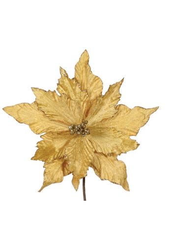 Χριστουγεννιάτικο Διακοσμητικό Λουλούδι Χρυσό (25cm)