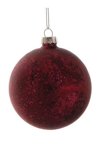 Χριστουγεννιάτικη Γυάλινη Κόκκινη Μπάλα, Αντικέ (10cm)