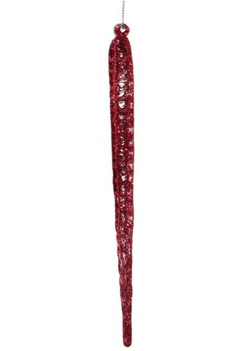 Χριστουγεννιάτικος Κόκκινος Γυάλινος Σταλακτίτης, 20cm