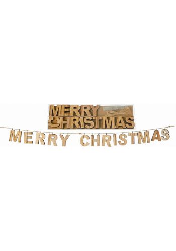 Χριστουγεννιάτικα Κρεμαστά Ξύλινα Γράμματα "Merry Christmas" Πολύχρωμα (80εκ)